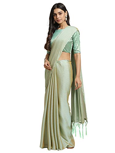 Image of AKHILAM Women's Chanderi Pure Georgette Saree with Blouse Piece