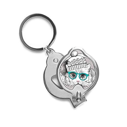 Coupe-ongles motif chat blanc et bonnet de laine trimmer manucure mains