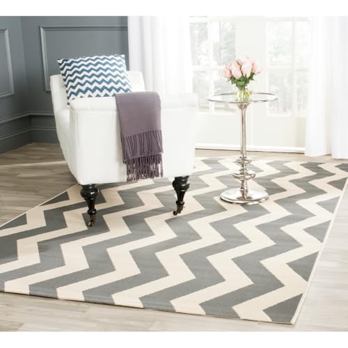 SAFAVIEH Geometrisch Teppich für Wohnzimmer, Esszimmer, Schlafzimmer - Courtyard Collection, Kurzer Flor, Grau und Beige, 160 X 231 cm SAFAVIEH Geometrisch Teppich für Wohnzimmer, Esszimmer, Schlafzimmer - Courtyard Collection, Kurzer Flor, Grau und Beige, 160 X 231 cm