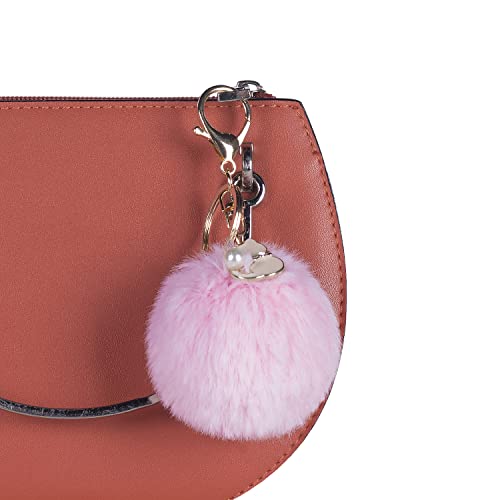Pom Pom Keychain Artificial Fur Ball Keychain Fluffy Accessories Car Bag Charm (Cat Pink) #TOP1