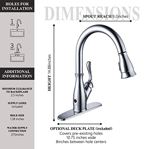 Touchless Kitchen Faucet With Pull Down Sprayer - Commercial Single Handle Motionsense Wave Sensor Hands Free Rv Sink Faucets Stainless Steel Polish Chrome By Luxice #TOP5