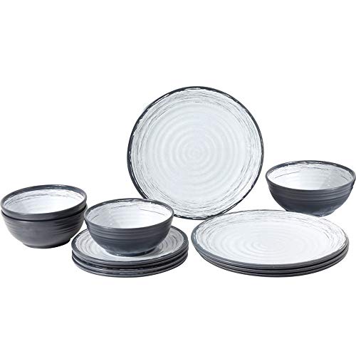 Granada 12 Piece Midday Melamine Dinnerware Set (One Size) (Grey/White)