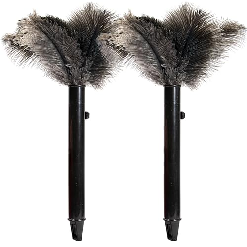 Image of Retractable Ostrich Feather Duster for Cleaning, Fluffy and Natural Feather Duster with Retractable Handle, Reusable Eco-Friendly Handheld Cleaning Supplies (15 inch)