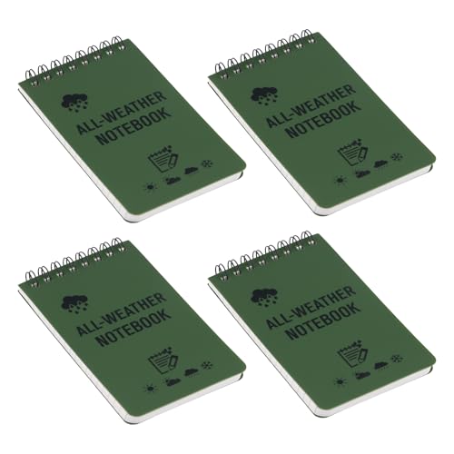 Ziyonix 4 Piezas Cuadernos Impermeables, Bolsillo Bloc de Notas para Todo Tipo de Clima Impermeable,Tácticas Cuadernos en Espiral de 3 'x 5' para GrabacióN De Actividades Al Aire Libre