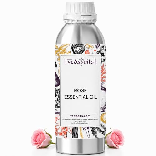 Image of VedaOils Rose Essential Oil 100ml | 100% Pure, Natural & Undiluted Aroma Oil | Rose Oil for Face, Skin, Hair Growth, Diffuser, Candles, Soap Making & Home Fragrance