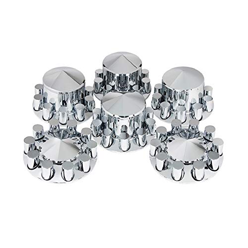 United Pacific 10318 Axle Hub Cover Kit, Chrome, Pointed, with 33mm Thread-On Cylinder Nut Cover