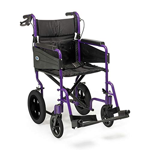 Days Escape Folding Manual Wheelchair with Removable Footrests for Indoor and Outdoor Use (Standard, Purple)