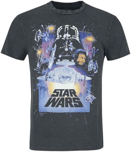 T-shirt Star Wars Vintage Poster Acid Wash Noir Medium Hommes