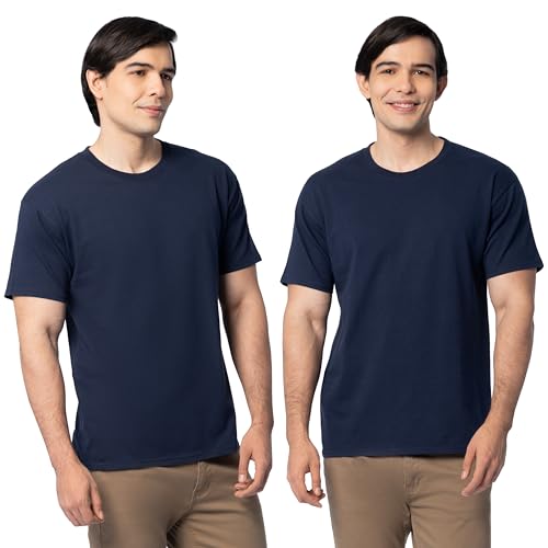 Catálogo para Comprar On-line Playera Fruit Of The Loom del mes. 41 Fruit of the Loom Eversoft - playera de algodón para hombre, transpirable y absorbe la humedad con control de olor, tallas S-4x, 2 Paquetes Azul Marino, 4X-Large