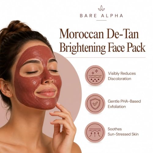Moroccan DeTan Brightening Face Pack for Advanced Skin Renewal & Radiance | Clay Mask for Tan Removal, Skin Brightening, Deep Cleansing & Glowing Complexion | (Face Pack - 100g) - Image 2