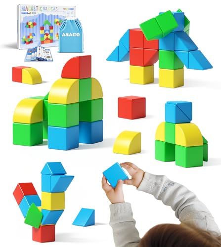 Image of Asago Magnetic Blocks for Toddlers, Kids Building Toys, Creative Stacking Colorful Sensory Block with Magnet, Educational Construction Cubes Set for Boys Girls Children Ages 3 4 5 6 7 8 Year