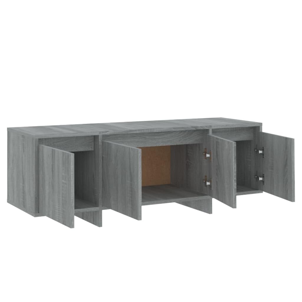 Hothingwell Sonoma szafka pod telewizor szara 120x30x40,5 cm Wood Ingenierie 4 drzwi | Przechowywanie DVD, konsola do gier, czasopisma, łatwe czyszczenie, stabilna konstrukcja