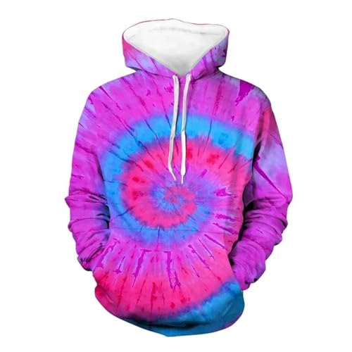 HAN MAN XIU Sudadera con Capucha Estampada con patrón de remolinos teñidos en Color para Hombre y Mujer, Sudadera Informal Deportiva y Urbana.
