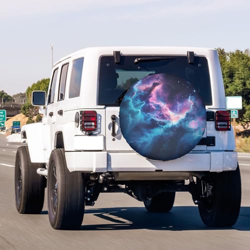 Image of Purple Galaxy Spare Tire Cover Dust-Proof Wheel Tire Cover Fit Trailer, RV, SUV and Many Vehicle 15 Inch