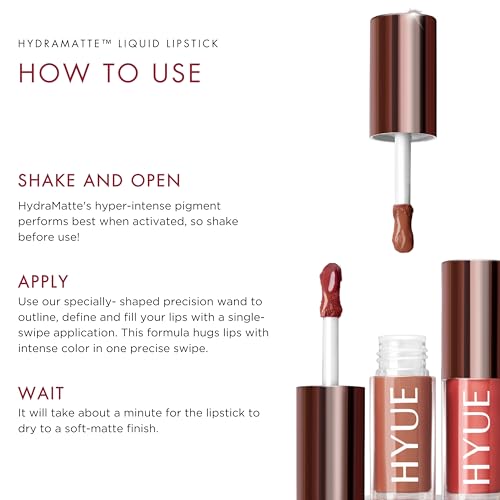 Image of HYUE HydraMatte Liquid Lipstick | 2.2ml | Spicy Tan Soft-Matte Long-Wear | Intense Color | with Jojoba, Almond & Gooseberry Extracts | Travel-Friendly | Precision Tip | 16 Bold Shades