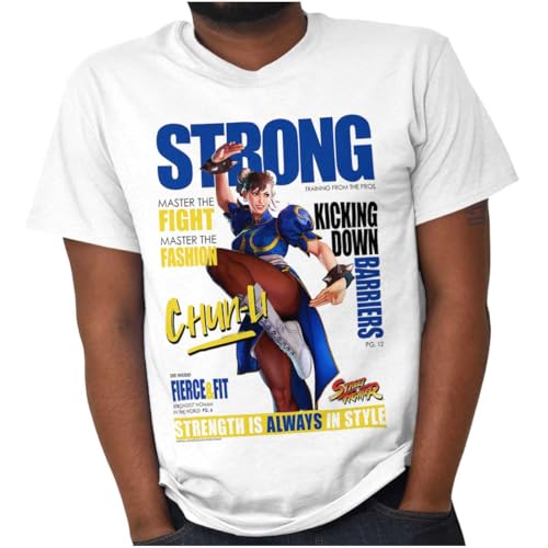 Brisco Brands Street Fighter Chun-Li Magazine Cover Graphic T Shirt Men or Women White