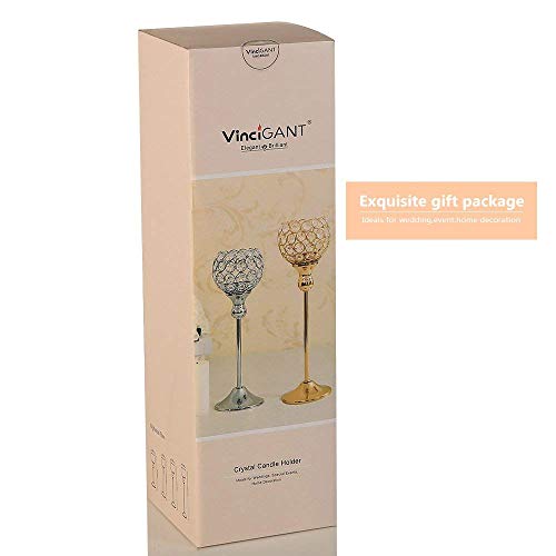 Vincigant Gold Crystal Tea Light Candle Stand Holders For Wedding Coffee Table Halloween Decorative Centerpiece Candelabra, Home Decor Accent Set Of 2 #TOP5