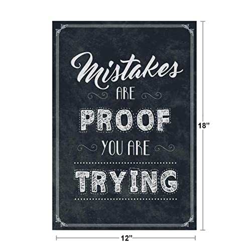 Image of Growth Mindset Poster Mistakes Are Proof You Are Trying For Classroom Decoration Motivational Class Rules Chalkboard Theme Cool Wall Art Print Poster 12x18