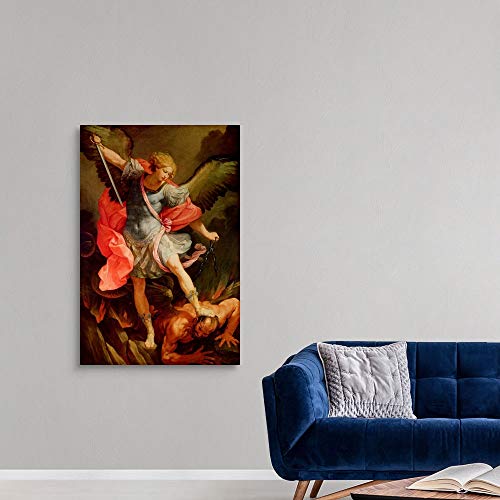 The Archangel Michael Defeating Satan Canvas Wall Art Print, Artwork #TOP2
