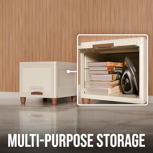Image of 1 Layer Plastic Wardrobe for Clothes : Versatile Plastic Cupboard for Storage Organizer & Organisers Storage Box for Ideal for Neat and Tidy Storage Solutions Almirah for Clothes-White