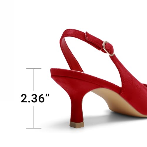 DREAM PAIRS Women's Kitten Slingback Heels Pumps,Red-Suede,8 - image 6