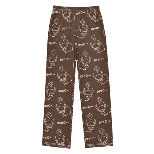 ZZXXB Cow Moo Boys Long Pants Soft Trousers Elastic Waist Kids Lounge Bottoms with Pockets S-XL