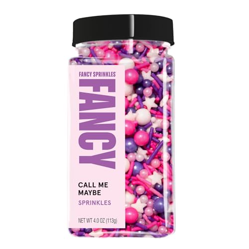 Image of Fancy Sprinkles Call Me Maybe Sprinkle Mix | Pink, Purple & White Jimmies, Stars & Candy Pearls | Cake, Cupcake & Cookie Decorating | Birthday, Baby Shower, Valentine's | 1 Pack (0.5c)