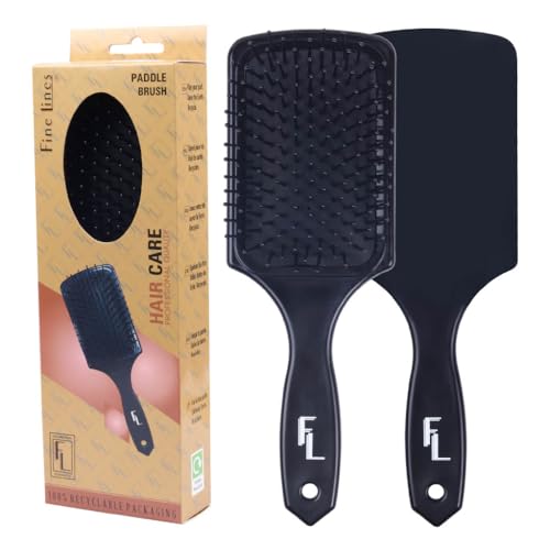 Paddle Hair Brush by Fine Lines - Detangle Hair Brush with 11 Row Nylon Bristles, Hairbrush for Women & Men, Heat-Resistant Paddle Brush - Image 3