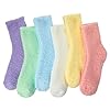 6 Pairs Women's Fluffy Socks Fuzzy Socks, Fluffy Sock Warm Winter Slipper Sock Cozy Bed Sock for Women Indoor Sleeping