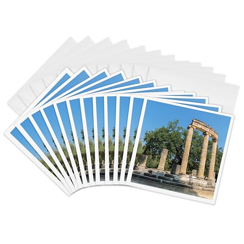 Cartes de vœux Tholos ruines grecques antiques Olympie Grèce carré 15x15