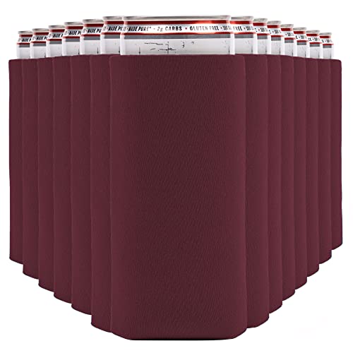 Image of Slim Can Cooler Sleeves (30-Pack) Soft Slim Can Koolie for White Claw Seltzer & Slim Beer - HTV Blanks for Vinyl Projects - Skinny Can Koolies Bulk - Tall Can Coolies for Slim Cans (Burgundy)