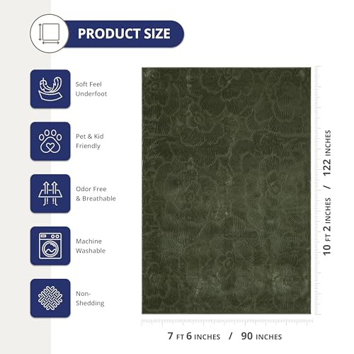 Tapete Abani Floral Verde 8' x 10' Lavable miniatura 2