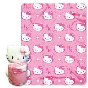 Hello Kitty - Pink HK's Juvenile 40x50 Fleece Throw w/ 14"" Plush Hugger