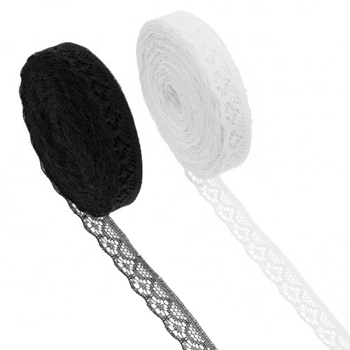 DOPENSPI 14mm Spitzenband, 36 m Vintage Spitzenbandrolle, Blumenborte, Zubehör für...