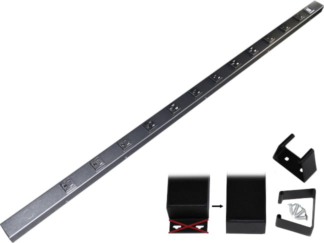 48" Hardwired Power Strip (NO Power Cord), 12 Vertical Tamper Resistant Outlets (NEMA 5-15R - NOT 20Amp), NO Ears (Without mounting tabs on Both Ends)