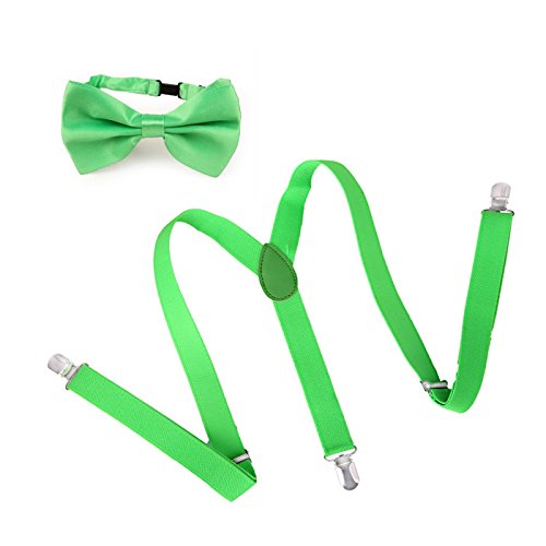 Corbatín ajustable y tirantes color verde lima para hombre