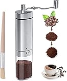 Manual Coffee Grinder, Anzid Portable Stainless Steel Hand Coffee Bean Grinder with Adjustable Conical Ceramic Burr & Brush, Coffee Grinder for French Press Turkish Brew Coffee Espresso(Silver)