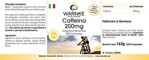 Koffeintabletten Warnke Vitalstoffe 200 mg – 250 Tabletten
