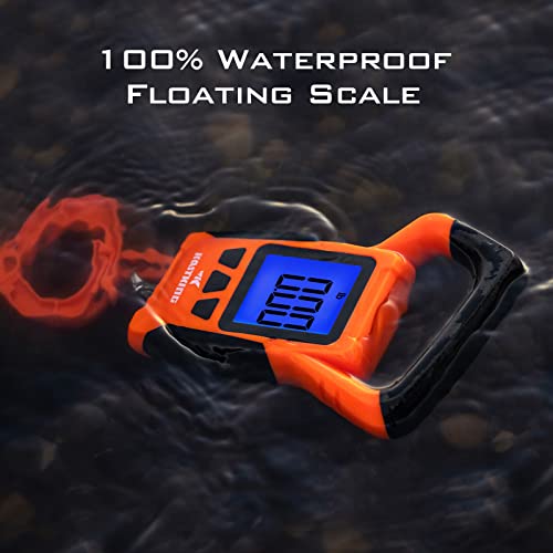 Kastking Fish Scale, Wideview Floating Waterproof Digital Scale With No-Puncture Lip Gripper, 2.5” Large Lcd Display, 110Lb Capacity, Stores Up To 9 Weights, Orange #TOP1