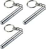 3 x silberner einziehbarer Mini-Stift – Edelstahl-Metall-Werkzeug-Schlüsselanhänger für Vater, Studenten, Büroangestellte, Bauarbeiter – Weihnachten, Geburtstag Gadget
