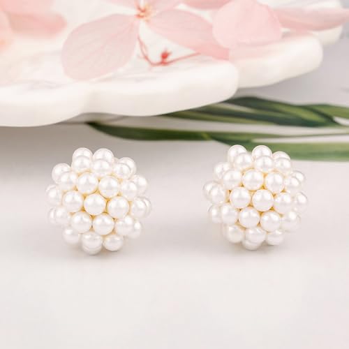 Minimalist Simulated Pearl Huggie Stud Clip on Earrings for Women Non-pierced Clip Earrings Gold Tone3