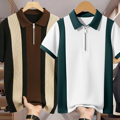 Image of AUSK Men Printed Polo Neck Cotton Blend T-Shirt (Regular Fit, Half Sleeve) || Tshirts for Mens