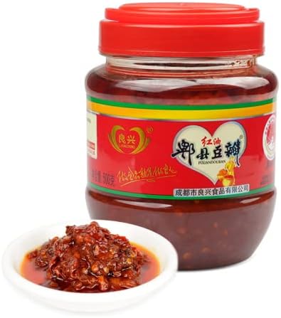 500g/17.6 Oz.Doubanjiang, Sichuan Pepper Bean Paste, Sichuan Pixian Doubanjiang with Red Chili Oil, Spicy Gochujang, Seasoning Sauce, for Mapo Tofu, Cooking, Foods, Dips and Marinades, Doubanjiang chili bean paste