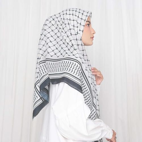 Arab Headscarf, Scarf, Chiffon Hijab Shawl Printed, Palestinian, 45x45 Inches Arafat Scarf for Women, For Headscarves, Neck Scarves, Beach Scarves, Grey2
