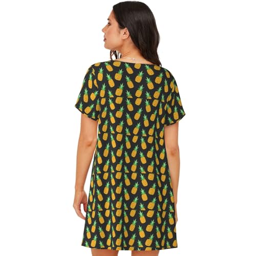 Robe de nuit légère pour nuits fraîches vêtement manches courtes jaune