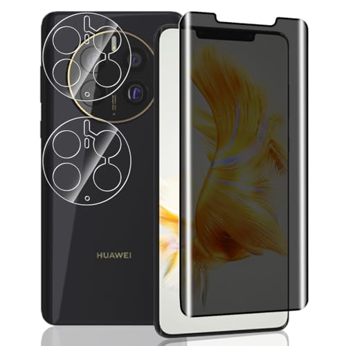 Yieehhow Protector Pantalla de Privacidad para Huawei Mate 50 Pro, [1 Pieza] 9H Dureza Anti Espía Cristal Templado y [2 Piezas] Protector Cámara, Privacy Vidrio Película para Huawei Mate 50 Pro
