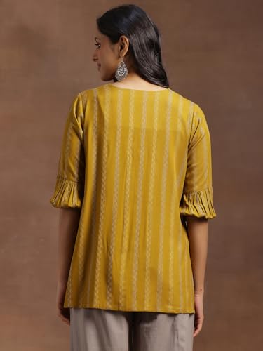 Image of Libas Woven Design Rayon Straight Kurti for Women