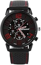HshDUti Montre à quartz analogique décontractée pour homme avec bracelet en silicone et cadran rond en acier inoxydable Rouge