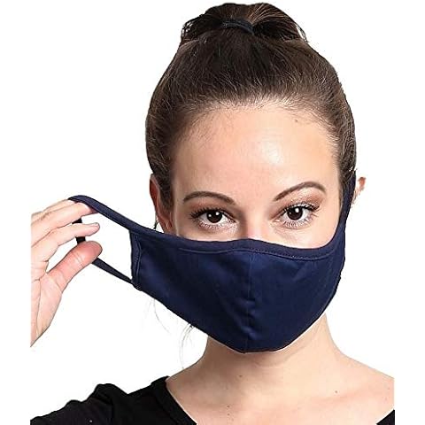 Sevello Clothing Premium Washable Two Layer Organic Cotton Face Cover UK Stock (Navy) Cover