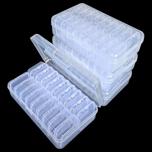 Image of Goodma Small Bead Organizers, 76 Pieces Plastic Storage Cases Mini Clear Containers with Hinged Lid and Large Rectangle Organizing Boxes